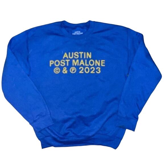 POST MALONE Blue Cryin’ Tour 2023 Crewneck, New without Tag - Picture 5 of 10